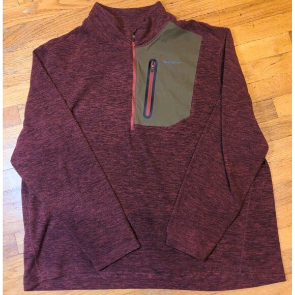 Eddie Bauer First Ascent Men's 1/2 Zip Fleece Maroon Pullover Jacket Sz 2XL EUC - Picture 2 of 10